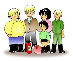 イラスト:ヘルメットをかぶっている人々