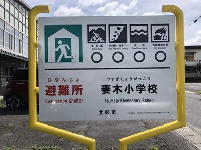 写真:避難所看板