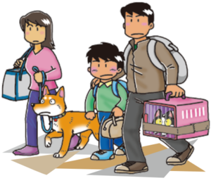 イラスト:ペットと同行避難
