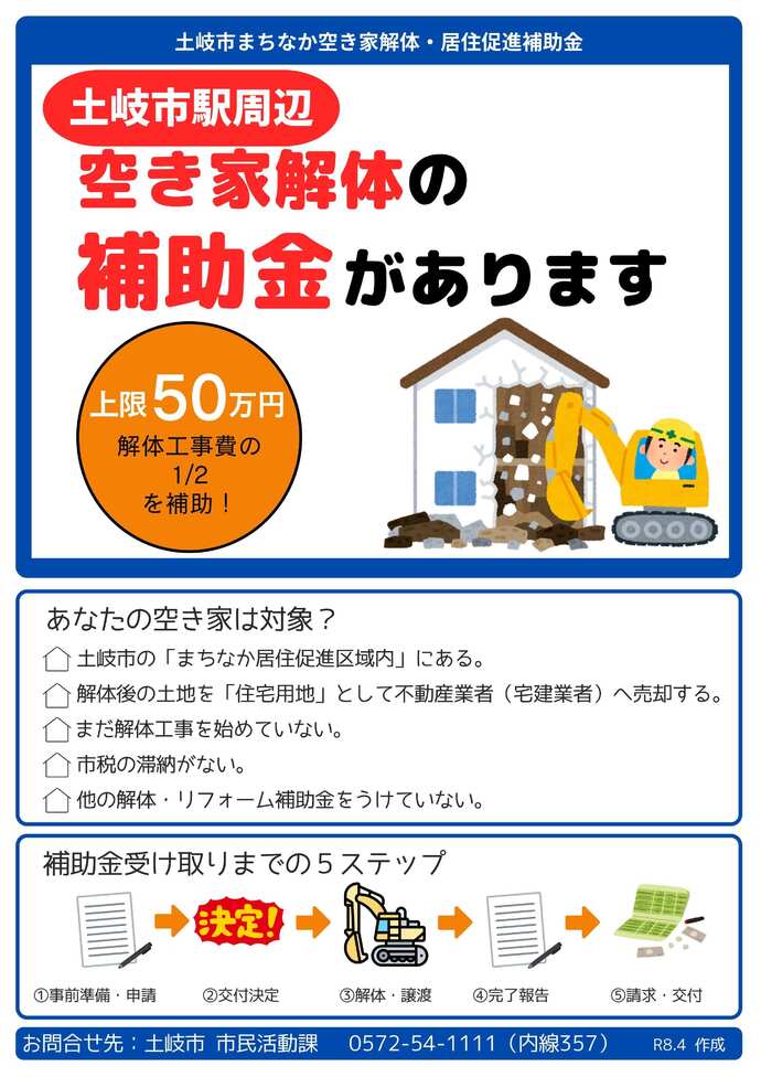 まちなか空き家解体・居住促進補助金チラシ